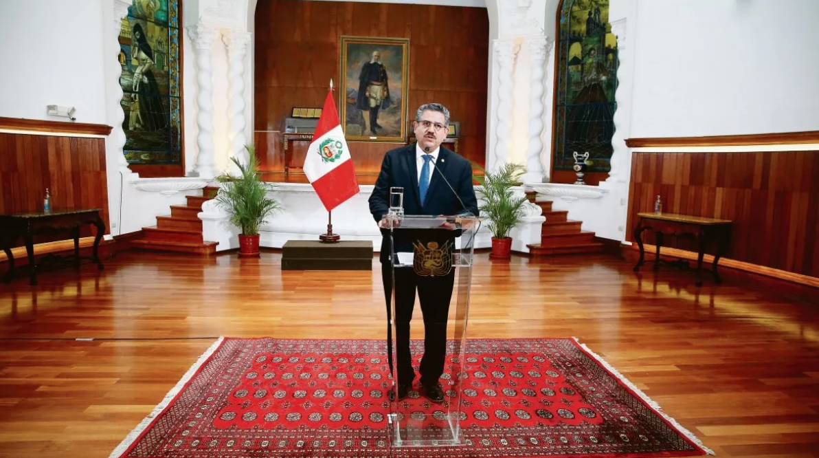 Mensaje de Manuel Merino sobre su renuncia a la presidencia. Fuente: Diario El Comercio